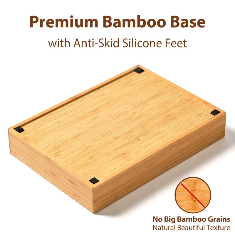 Umilife Bamboo Kitchen Drawer Organizer  11 Inch Silverware Utensils Tray Holder with Grooved Dividers  2.4"" High Wood Caddy for Flatware Cutlery Knives - Image 4